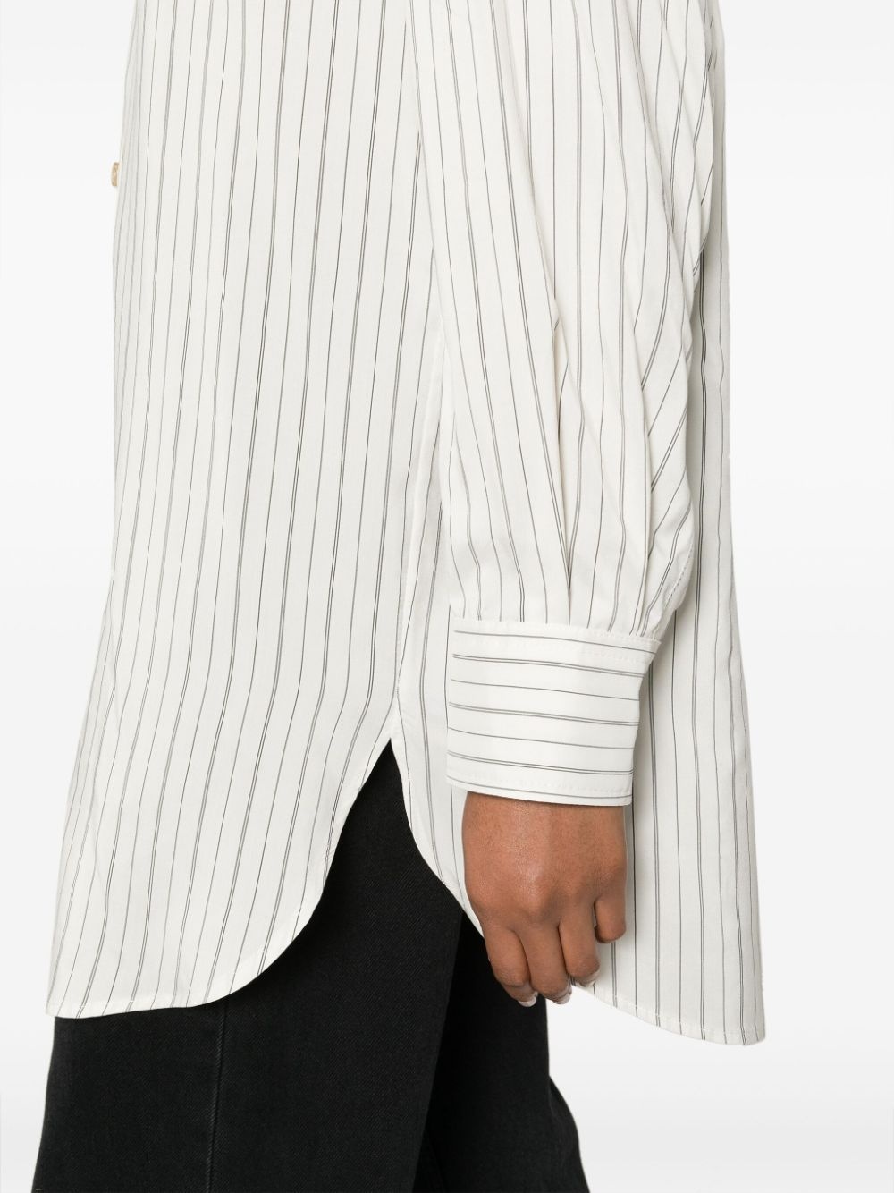 striped long-sleeve silk-blend shirt - 5