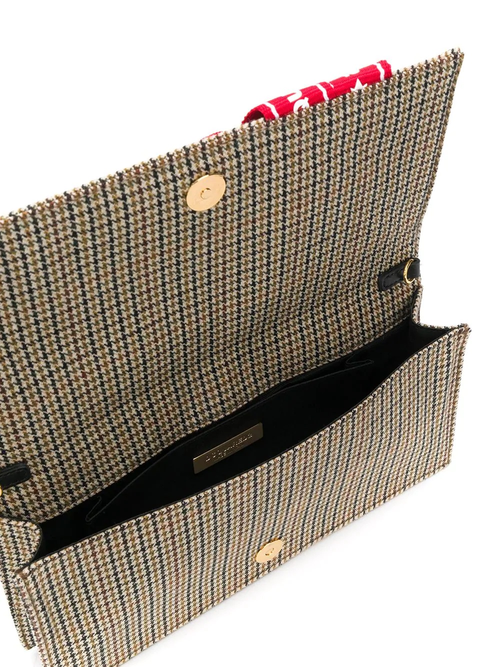 grosgrain-logo houndstooth clutch bag - 5