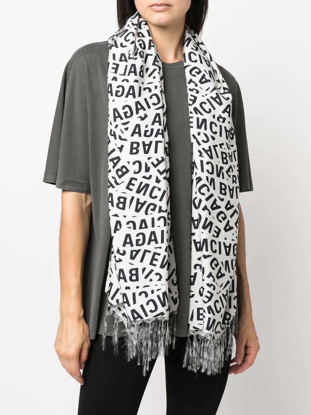 logo-print silk scarf - 2