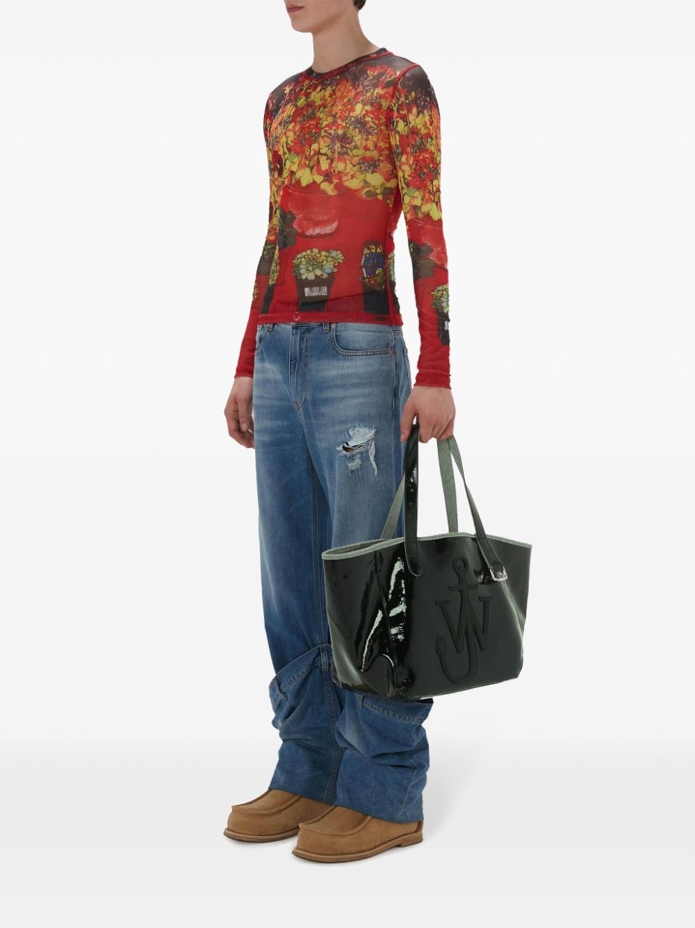 Belt coated-finish denim tote bag - 2