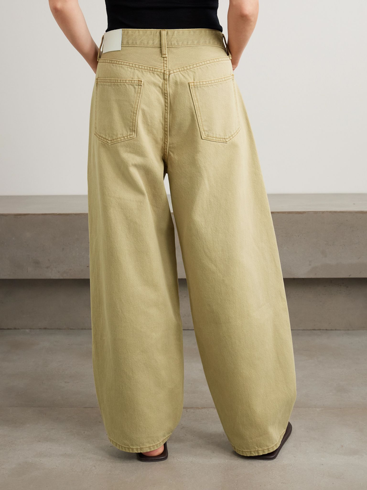 Paneled mid-rise wide-leg organic jeans Sand - 4
