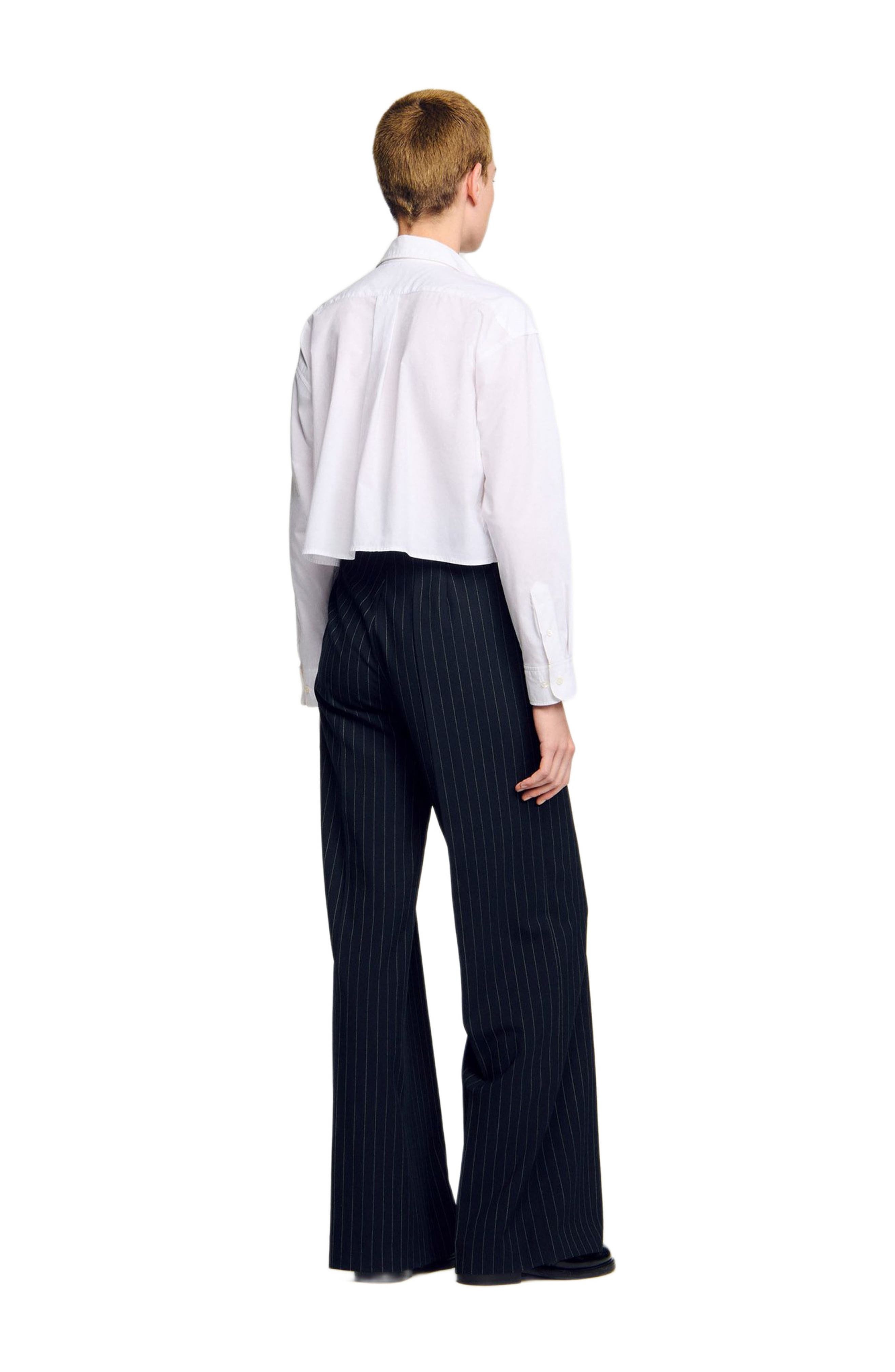 SANDRO Chalk-striped straight-leg trousers in Black at Nordstrom - 2