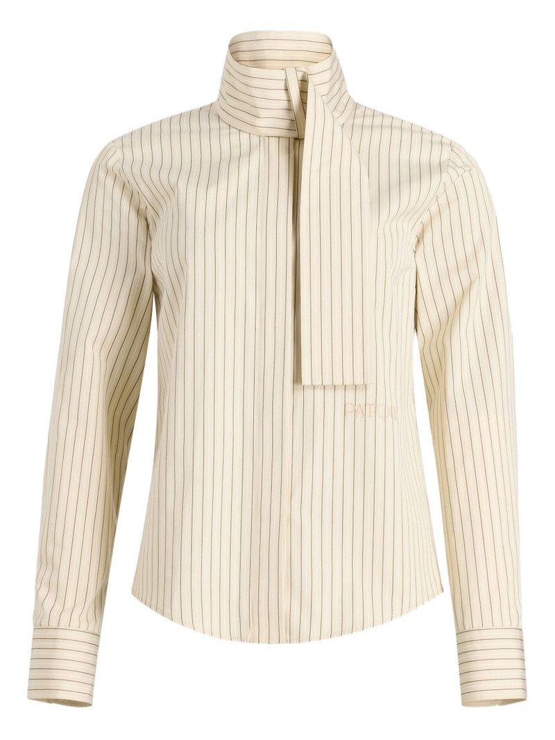 pinstripe scarf-collar blouse 1