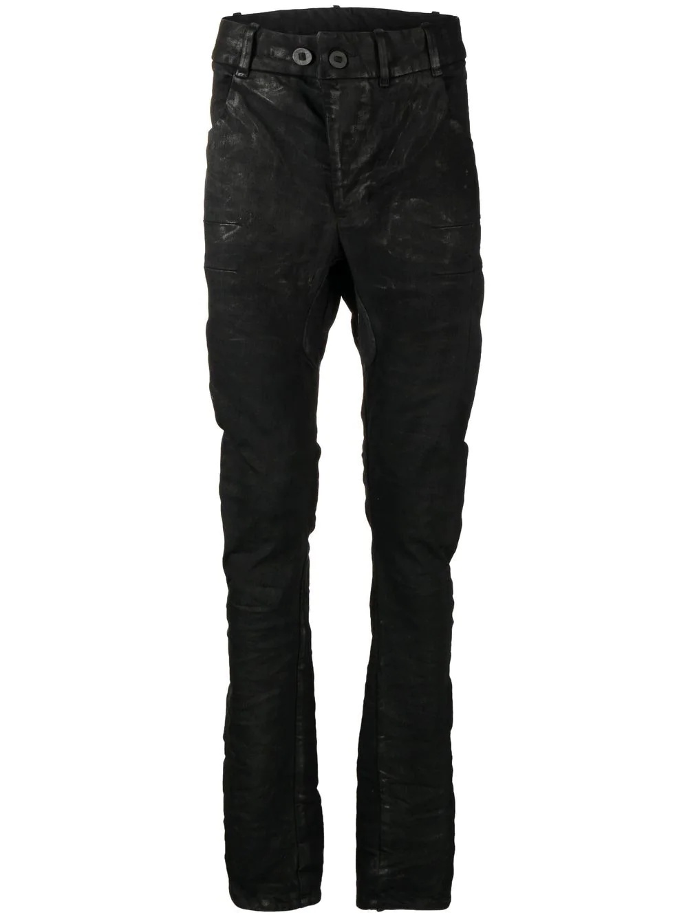 slim-cut coated-finish trousers - 1