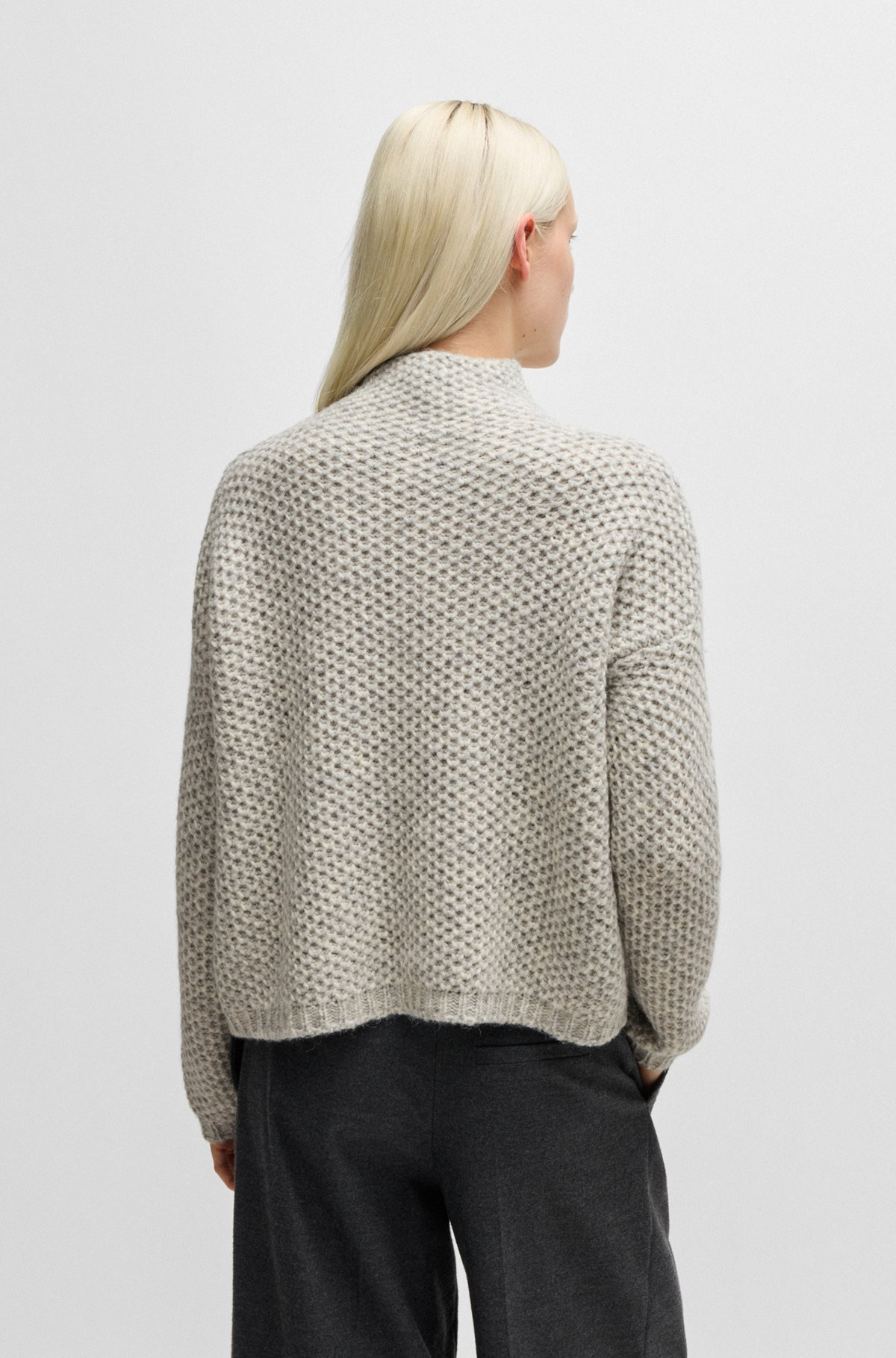 FUNNEL-NECK SWEATER WITH RICE-CORN STRUCTURE - 4