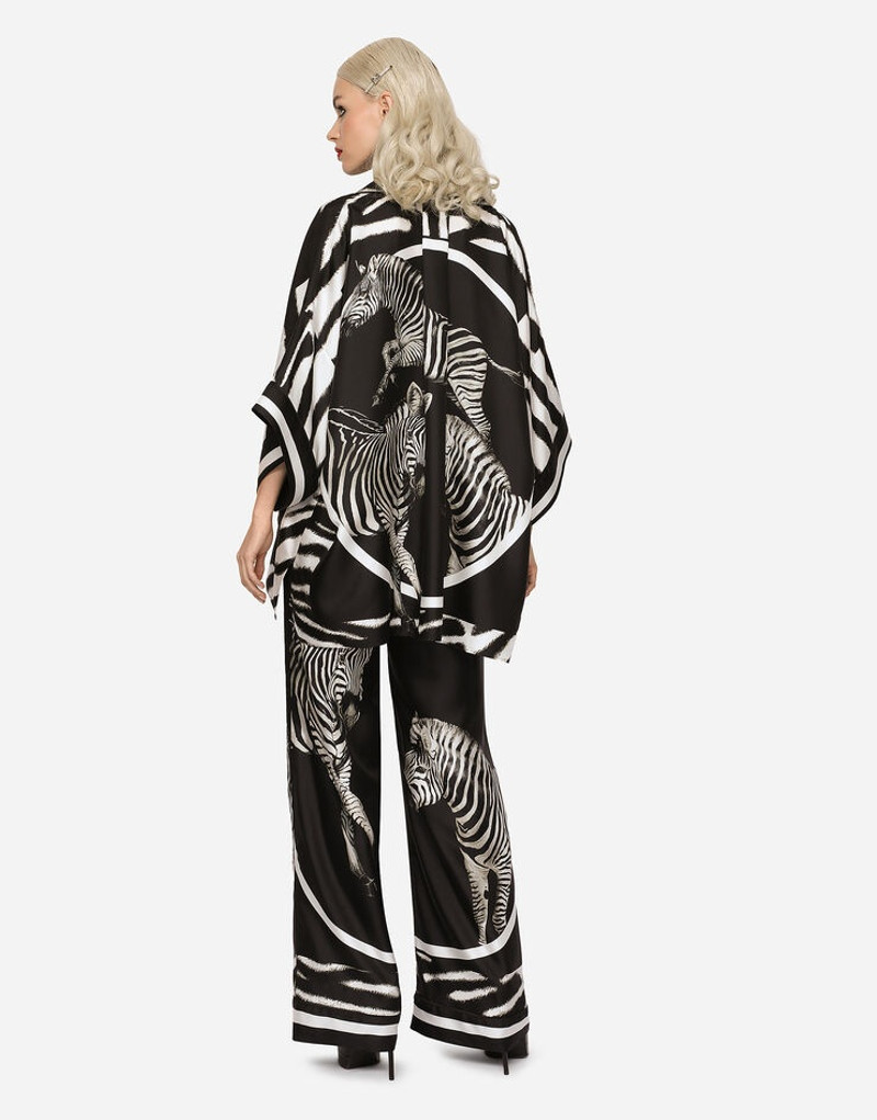 Short-sleeved twill shirt with zebra print 3
