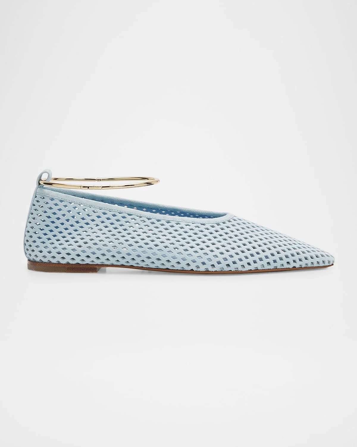 Ring Perforated Suede Ballerina Flats - 1