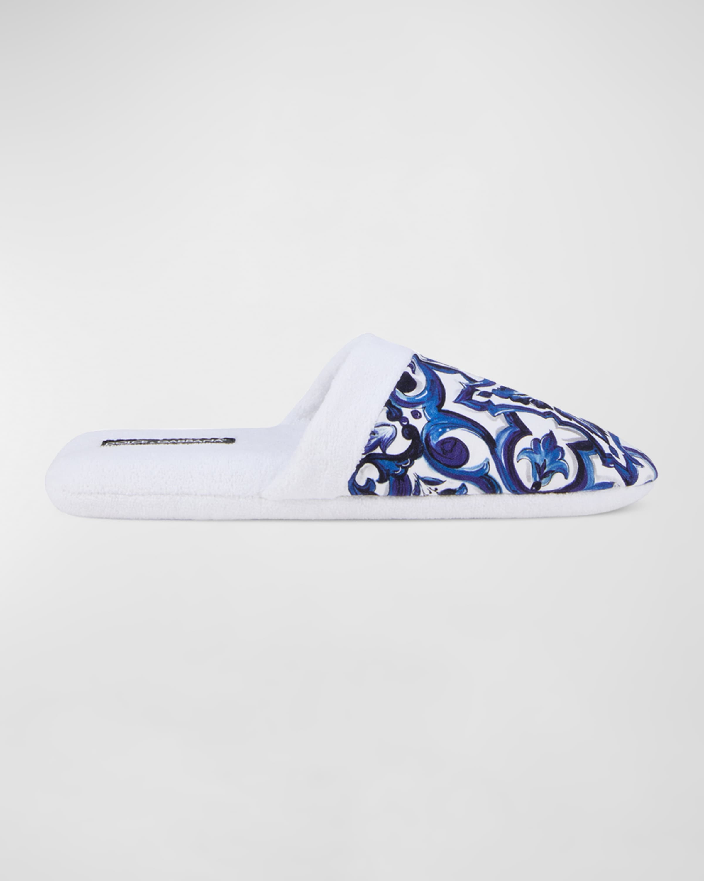 Men's Majolica-Print Cotton Slippers - 1