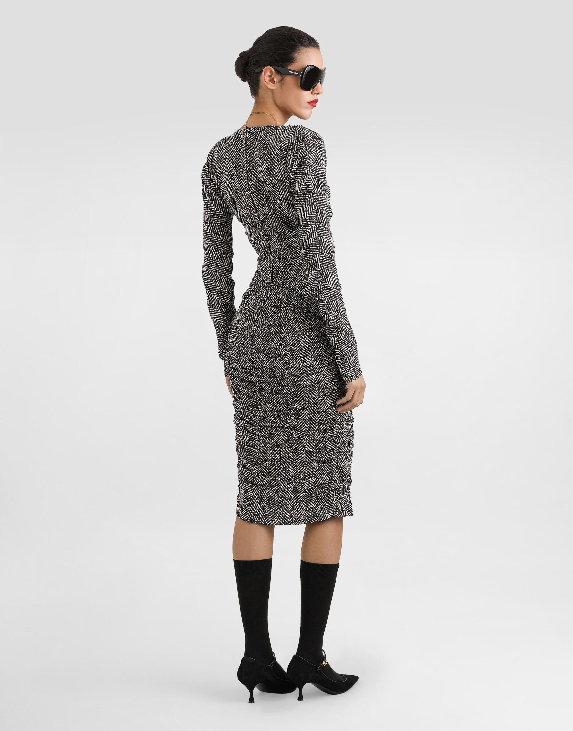 Chevron print cady midi dress - 3