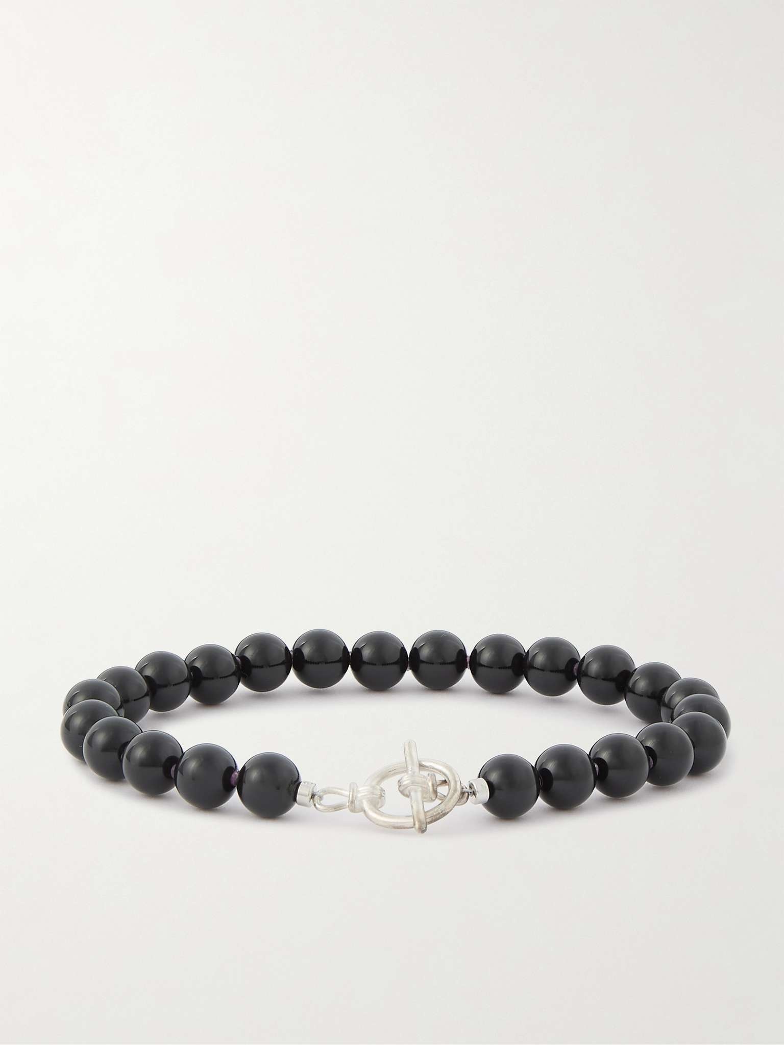 Silver-Tone Onyx Beaded Bracelet - 3