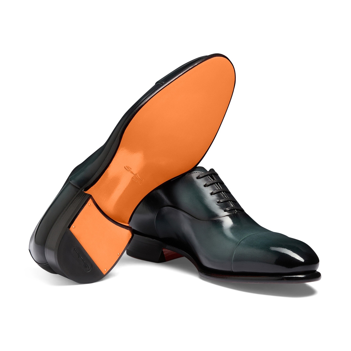 Men's green leather Oxford shoe - 4