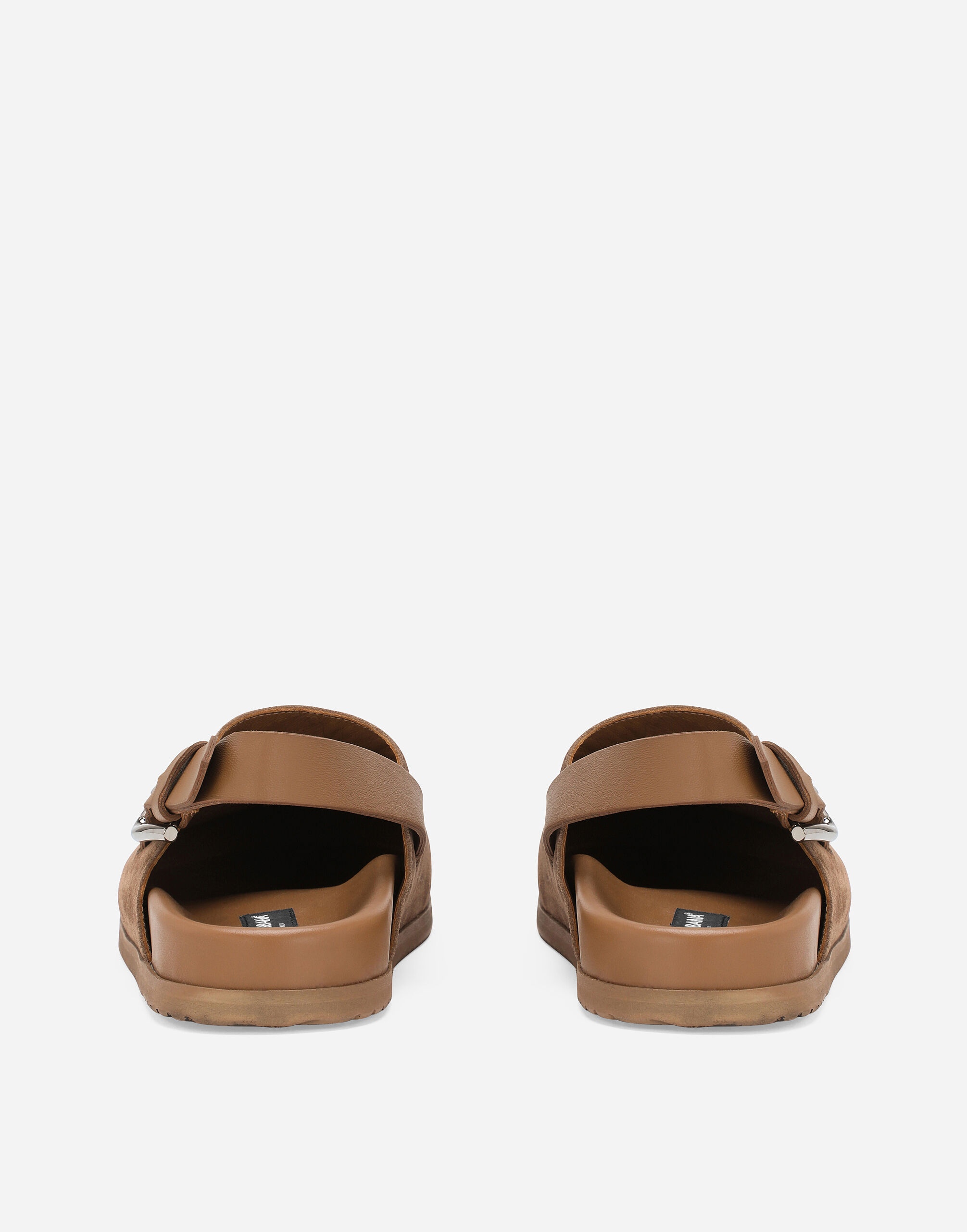 Suede mules with logo tag - 3