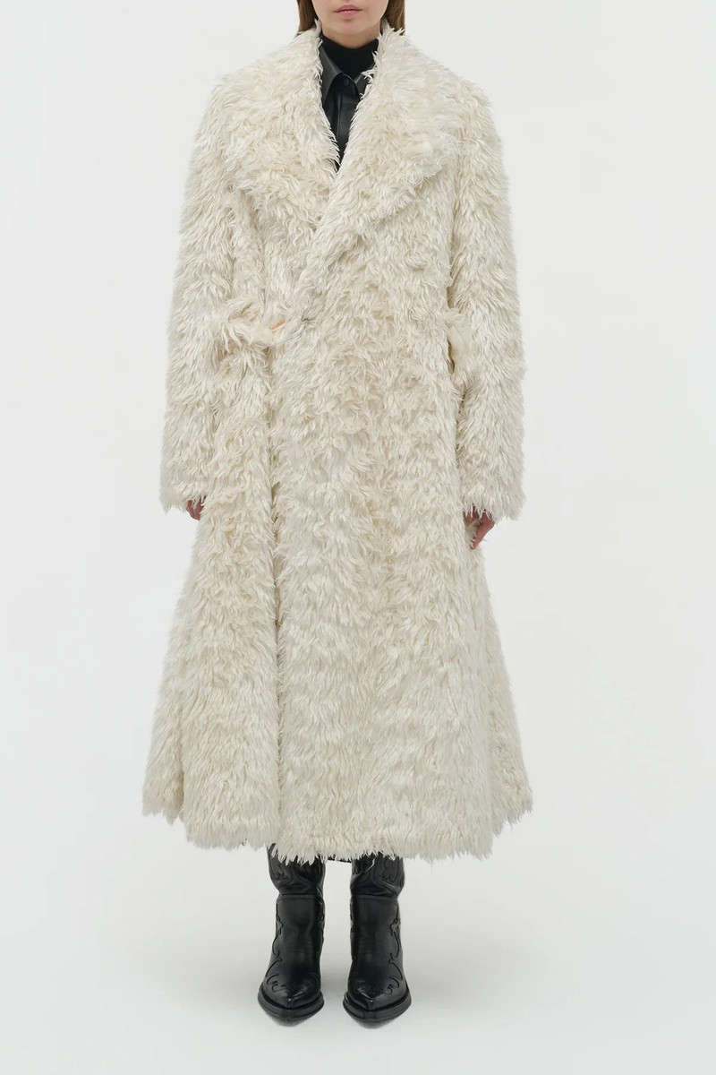 GABRIELA HEARST Cantwell Coat in Ivory Silk Fur outlook