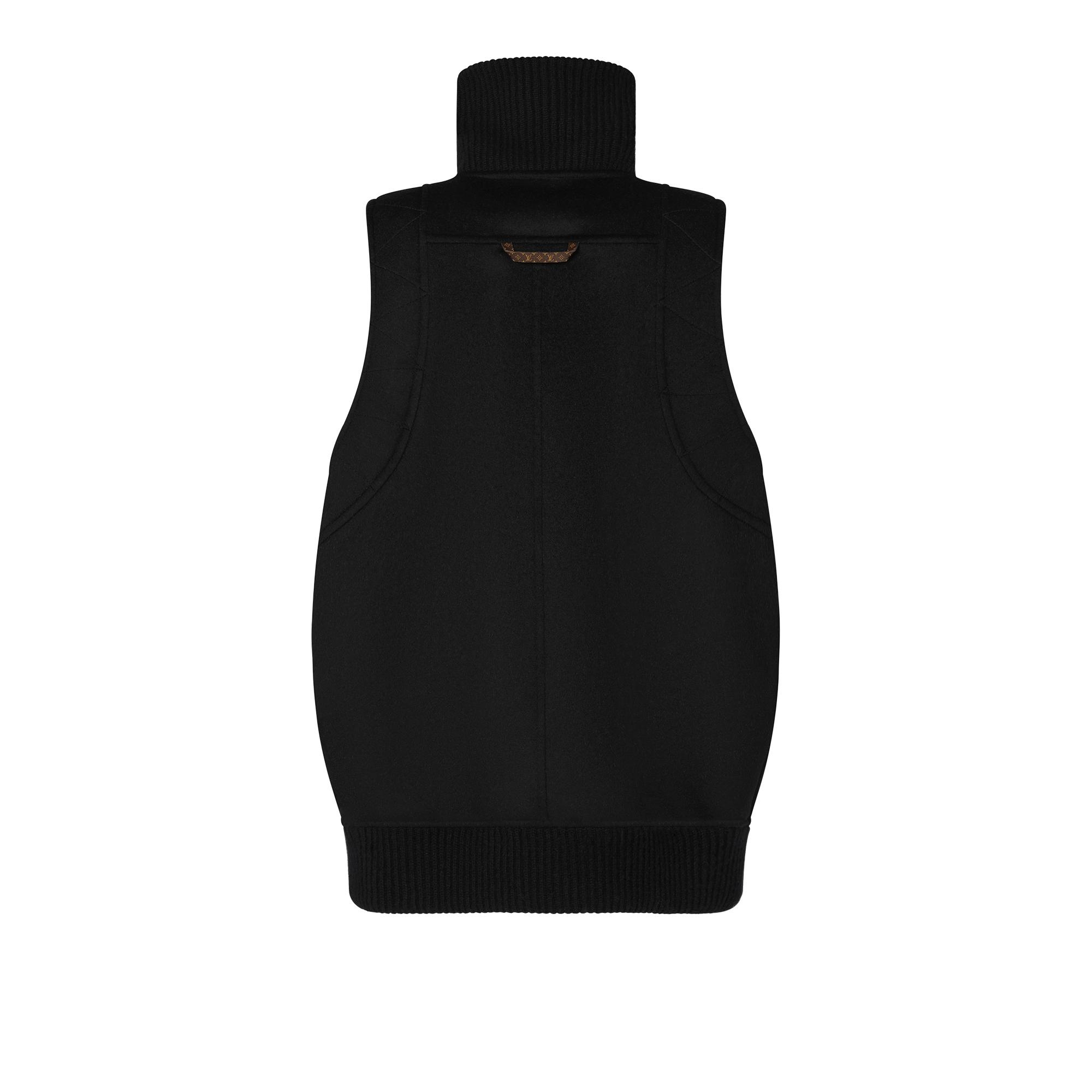 High Neck Sleeveless Double Face Jacket - 3