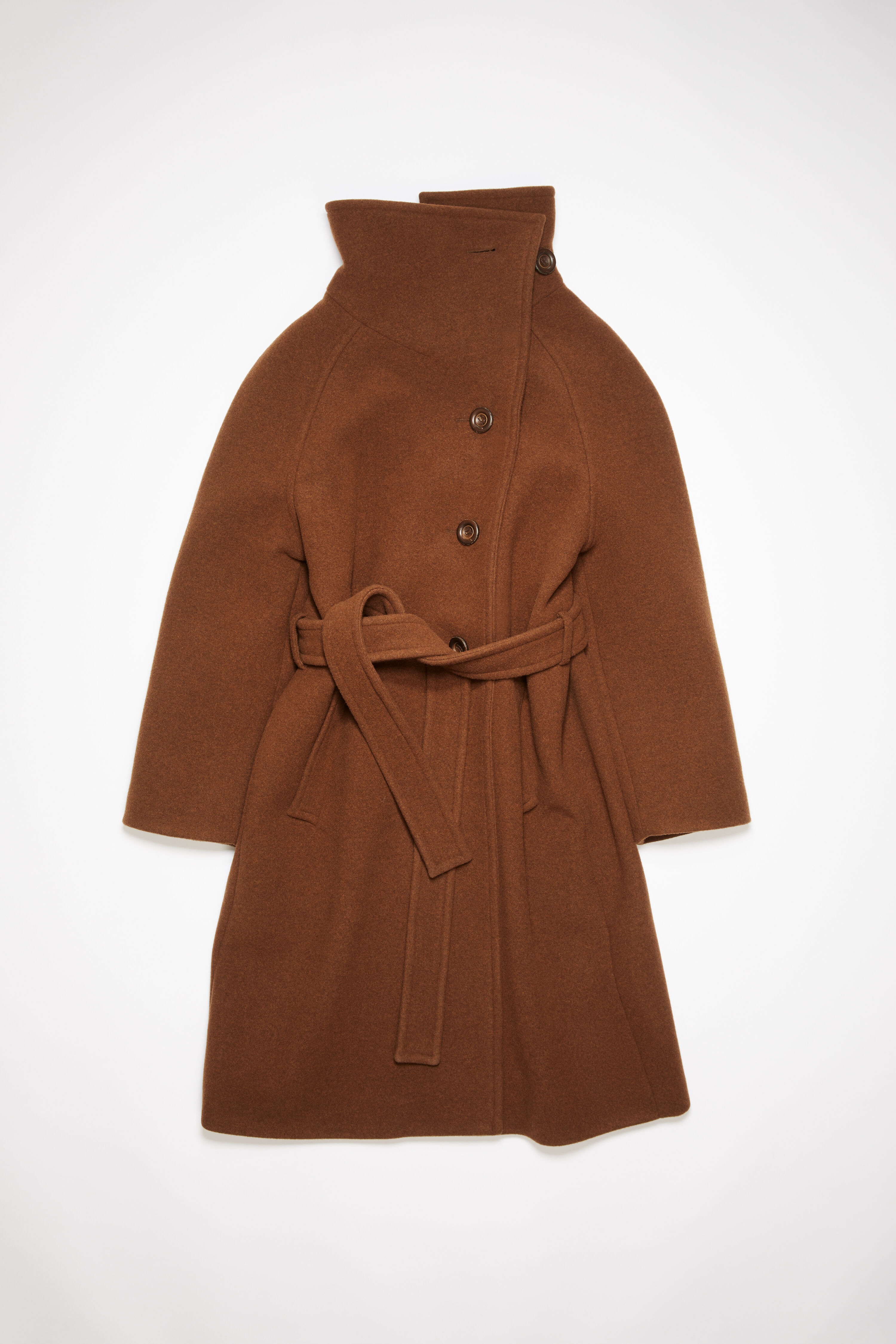 Double-breasted belted wool coat - Camel brown - 1