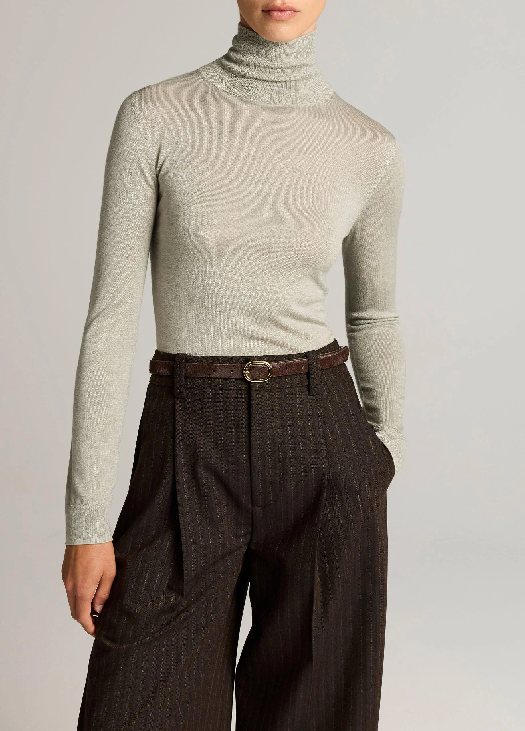 Cashmere-Silk Slim Turtleneck Sweater - 1
