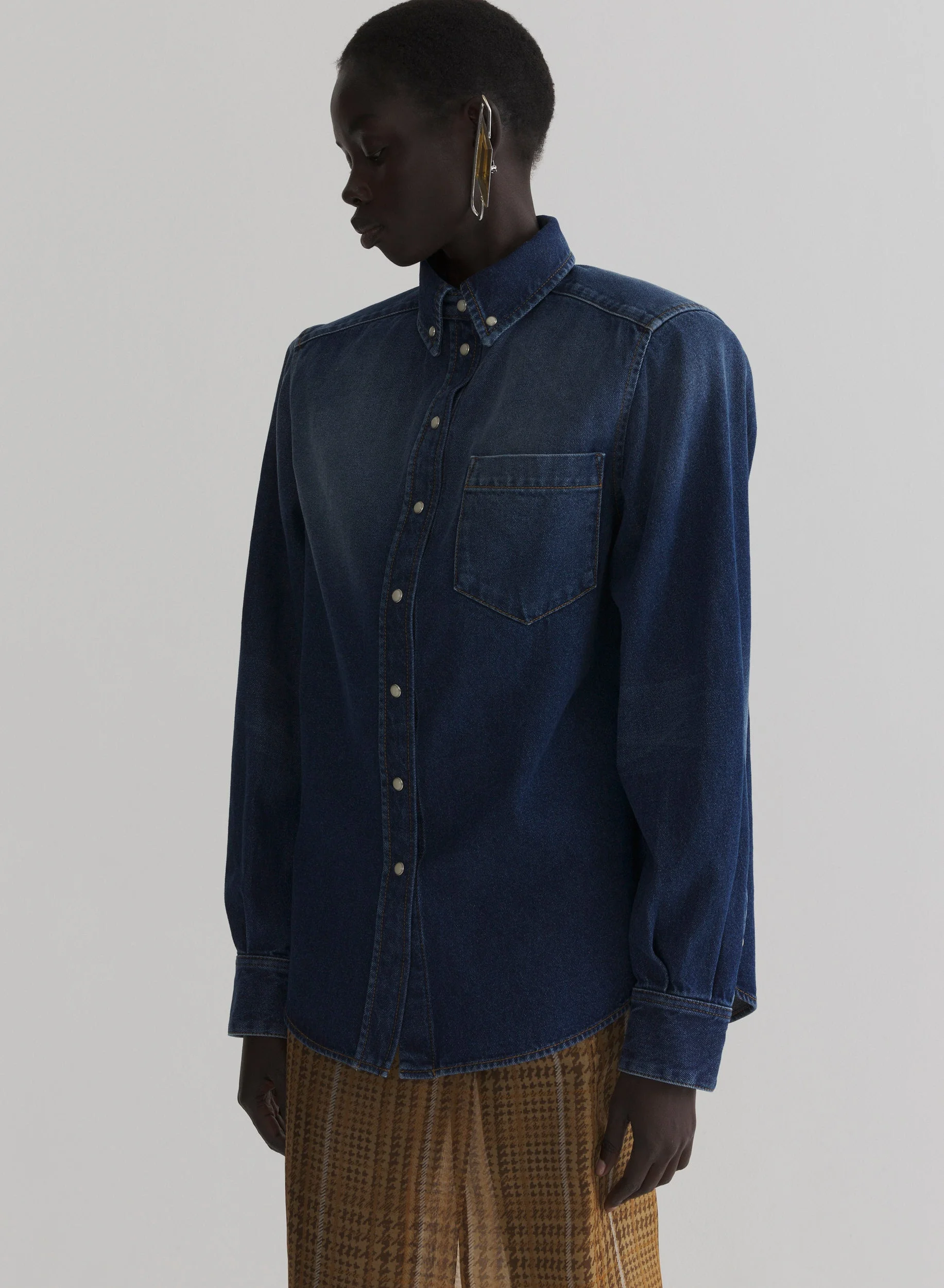 washed denim power shirt - 1
