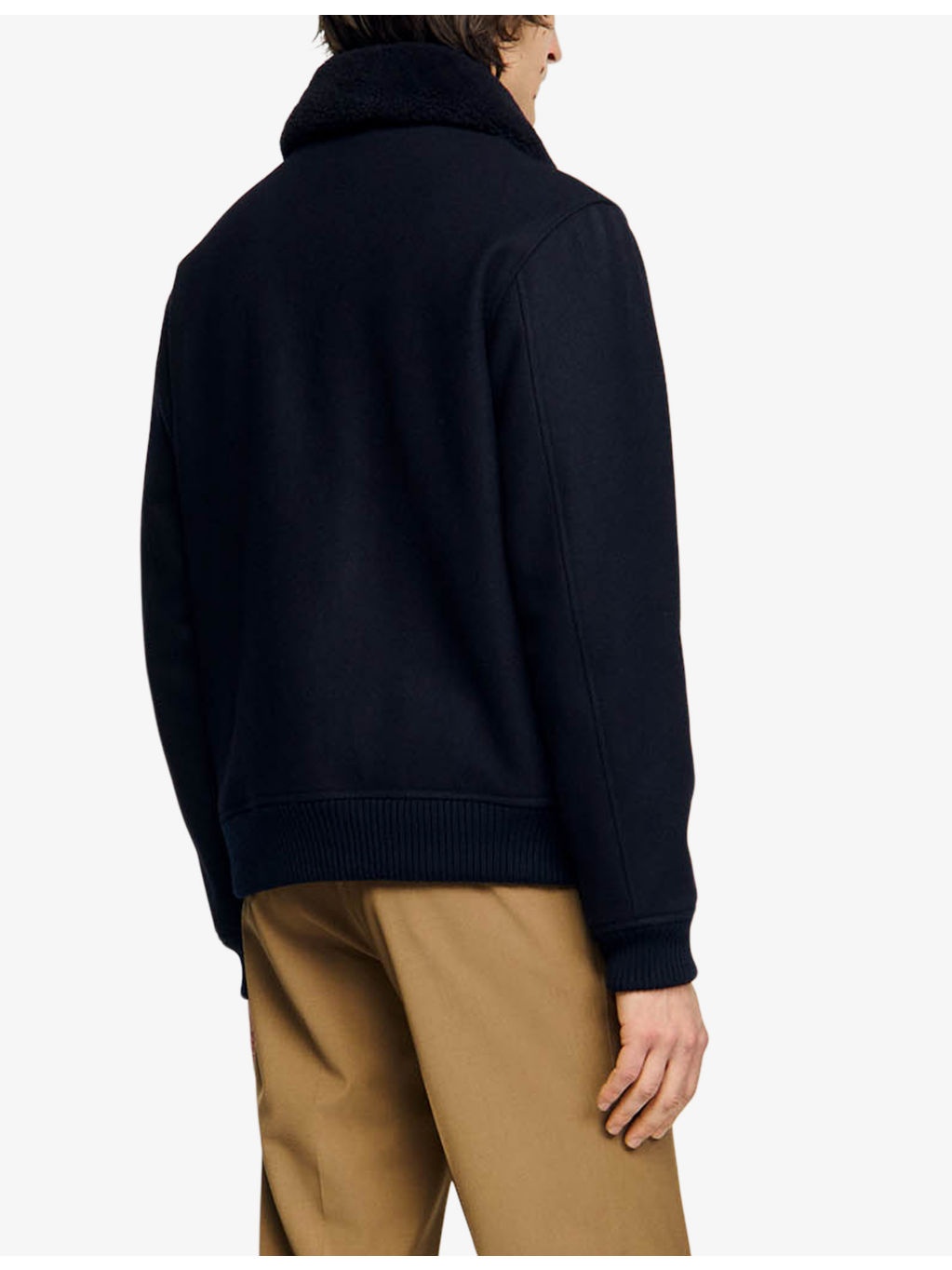 Aviator zip-through shearling wool-blend jacket - 4