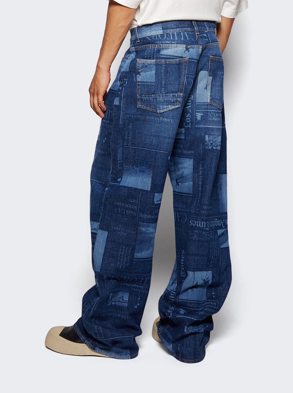 X La Times News Loose Denim Jeans Medium Blue - 4