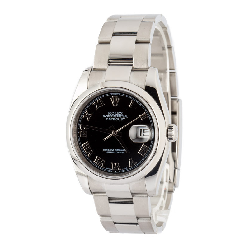 Pre-owned Rolex Datejust Ref 116200 Black Roman Dial - 2