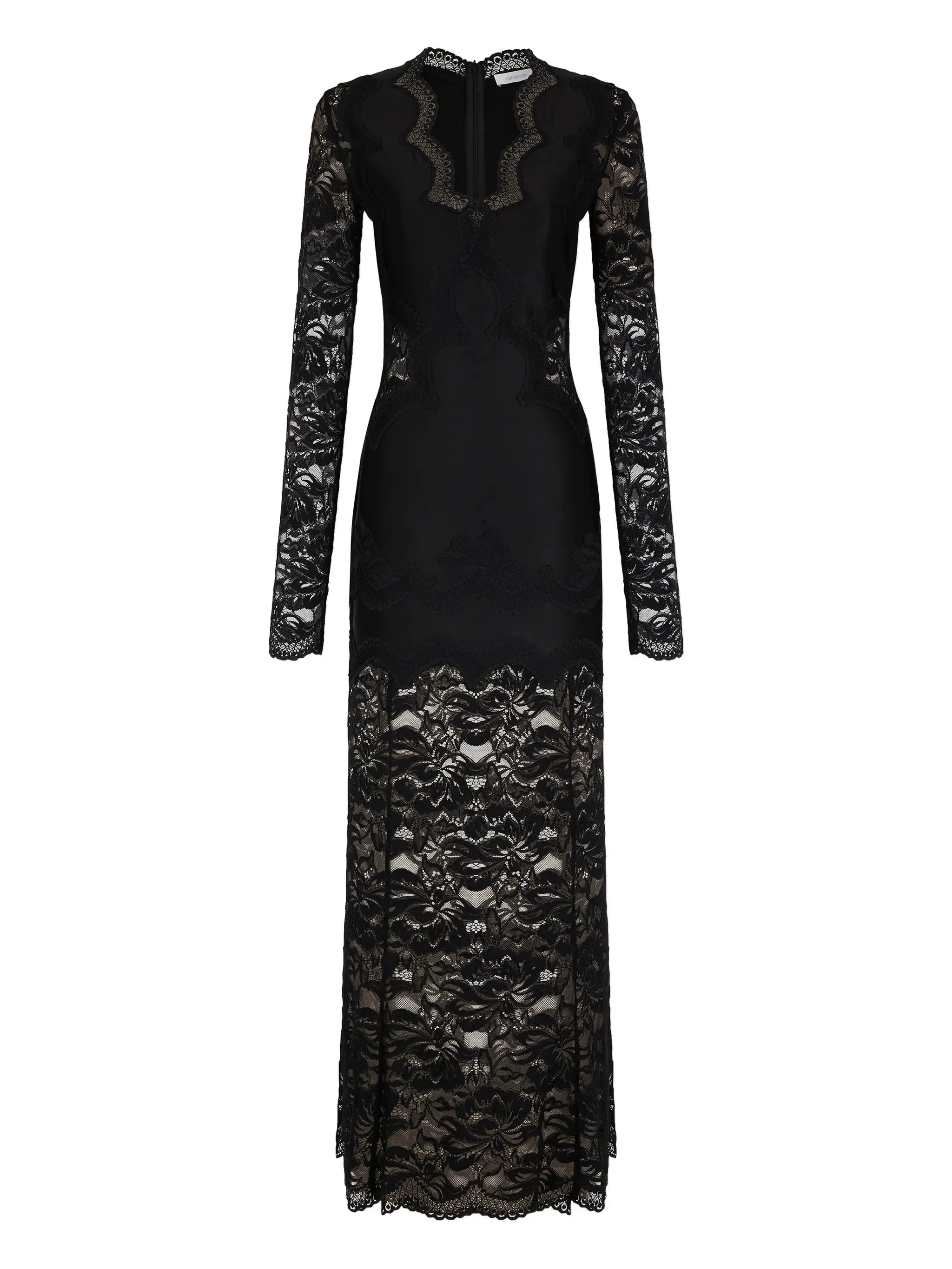long-sleeve lace maxi dress - 1