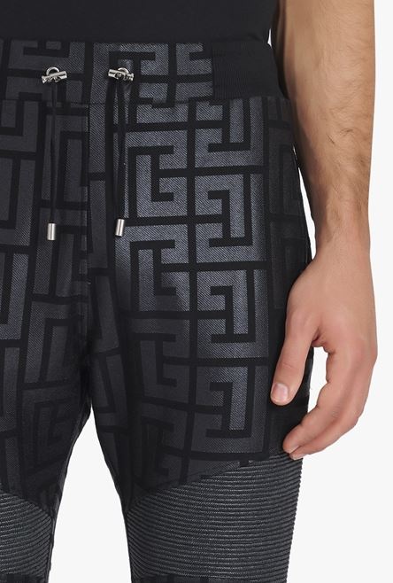 Black eco-designed cotton sweatpants with maxi dark orange Balmain monogram - 6