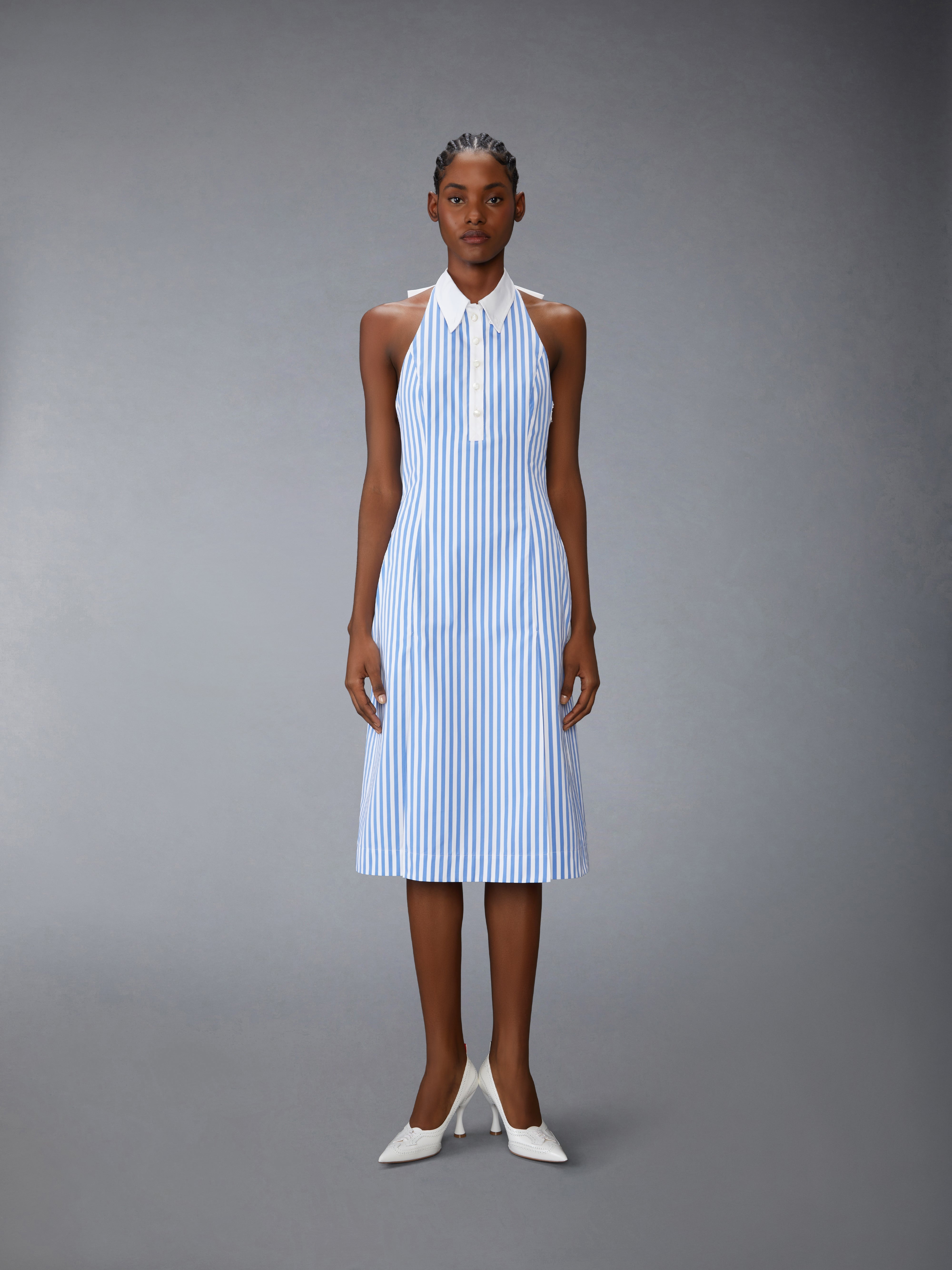 AWNING STRIPED POPLIN POLO HALTER DRESS - 2