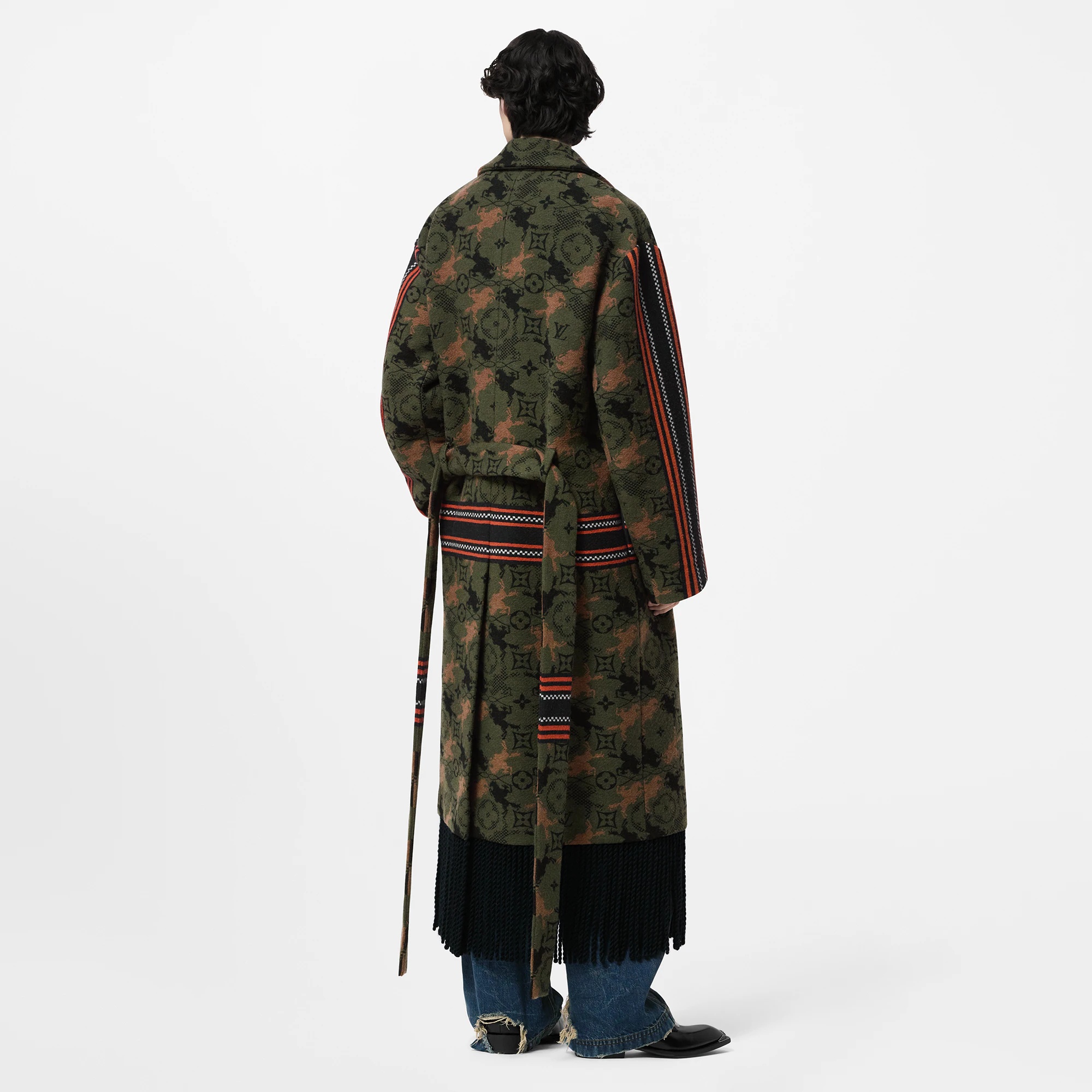Jacquard Double Face Wool Blanket Coat - 3