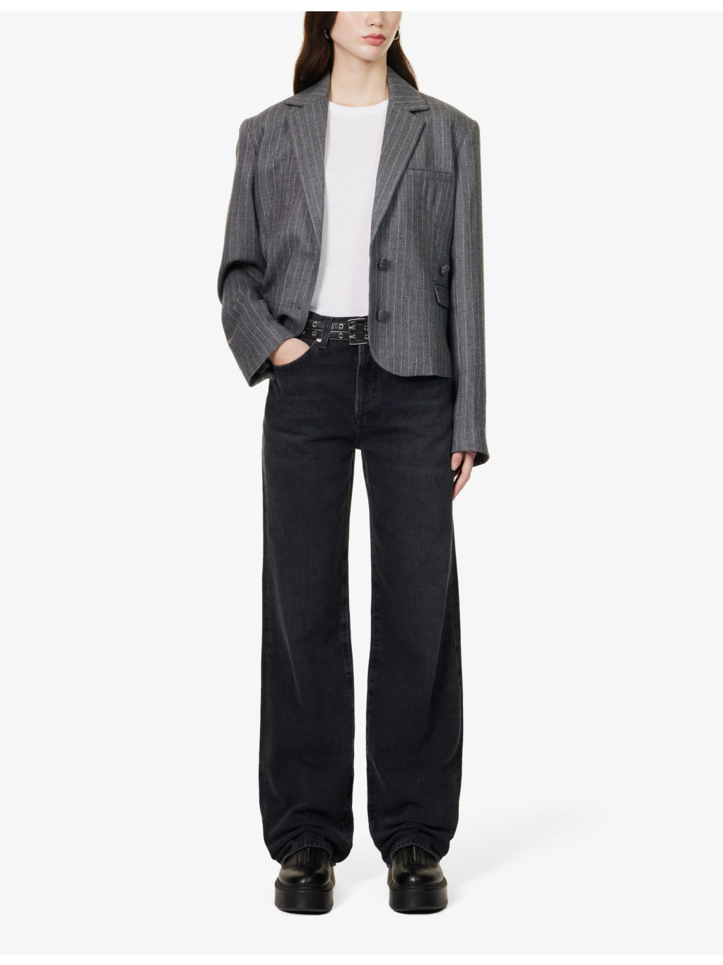 Annina whiskered wide-leg high-rise organic-denim jeans - 2