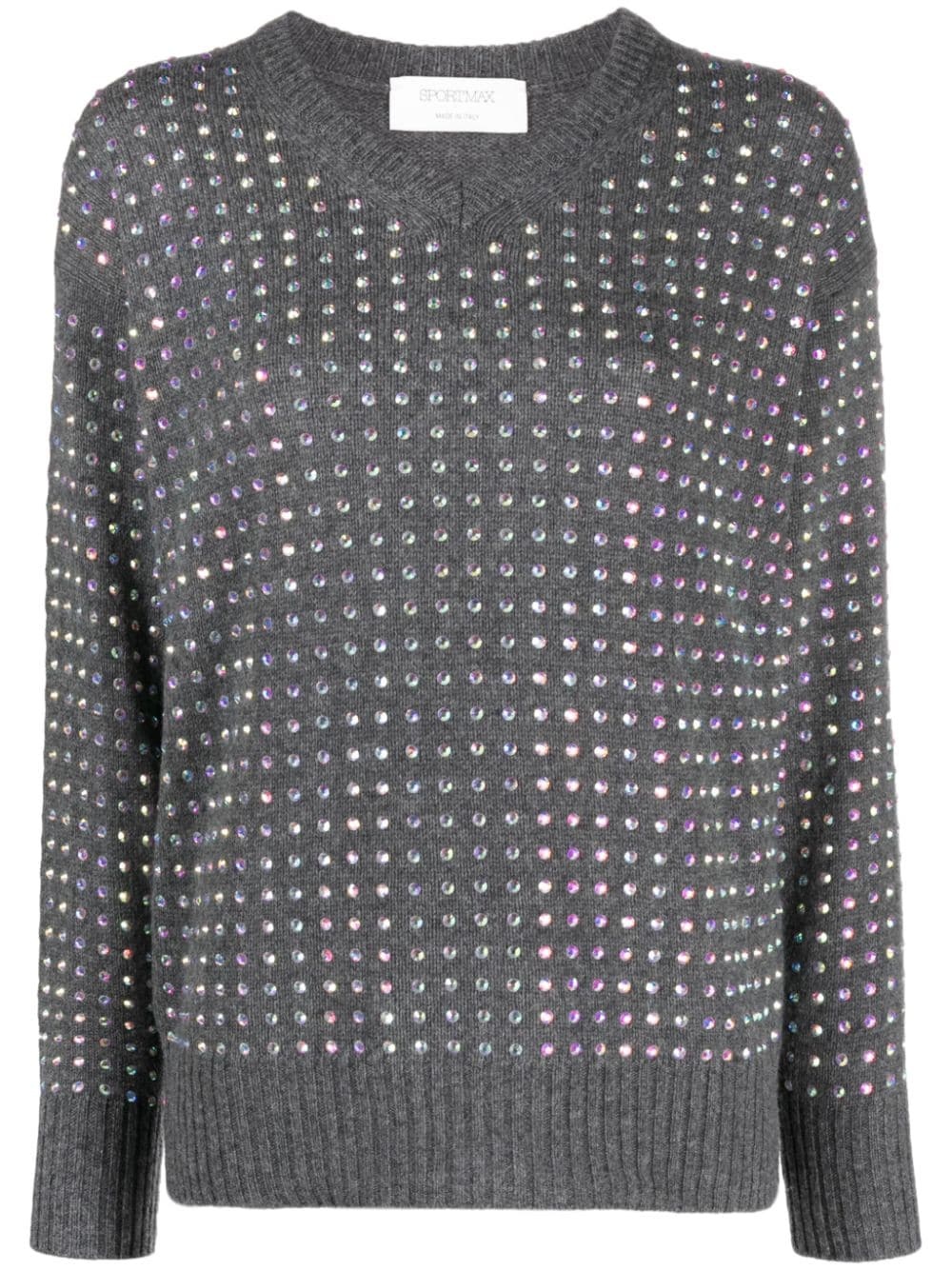 crystal-embellished V-neck jumper - 1