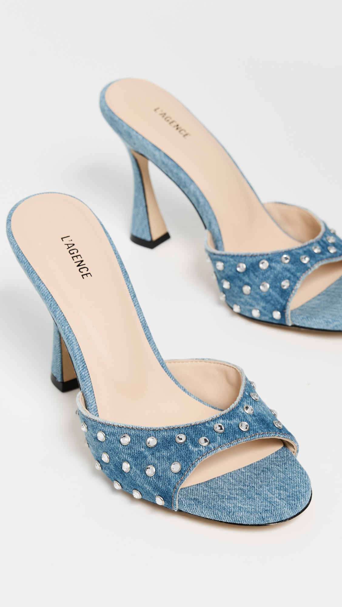 Lucienne Embellished Denim Mules - 4