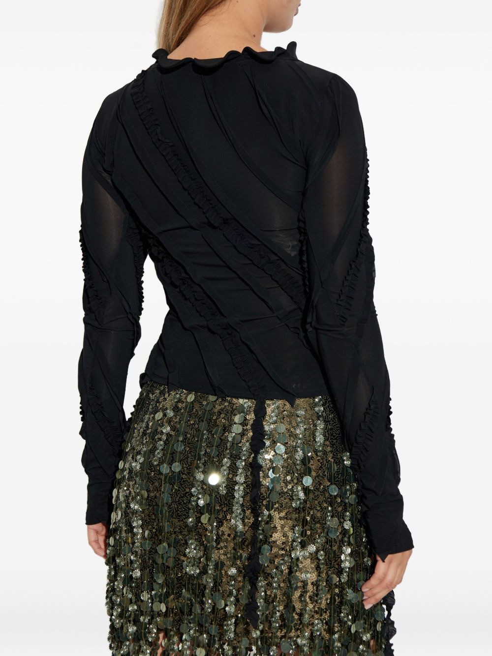 ruffled-detail long-sleeve top - 4