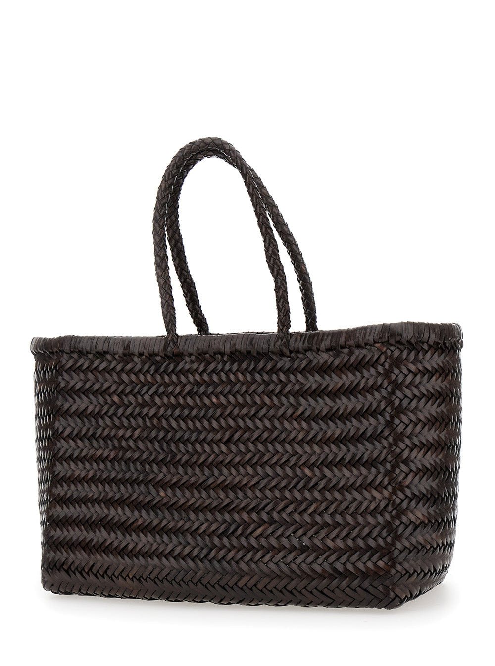 Dragon Diffusion Women 'Bamboo Triple Jump' Brown Tote Bag In Woven Leather Woman - 2