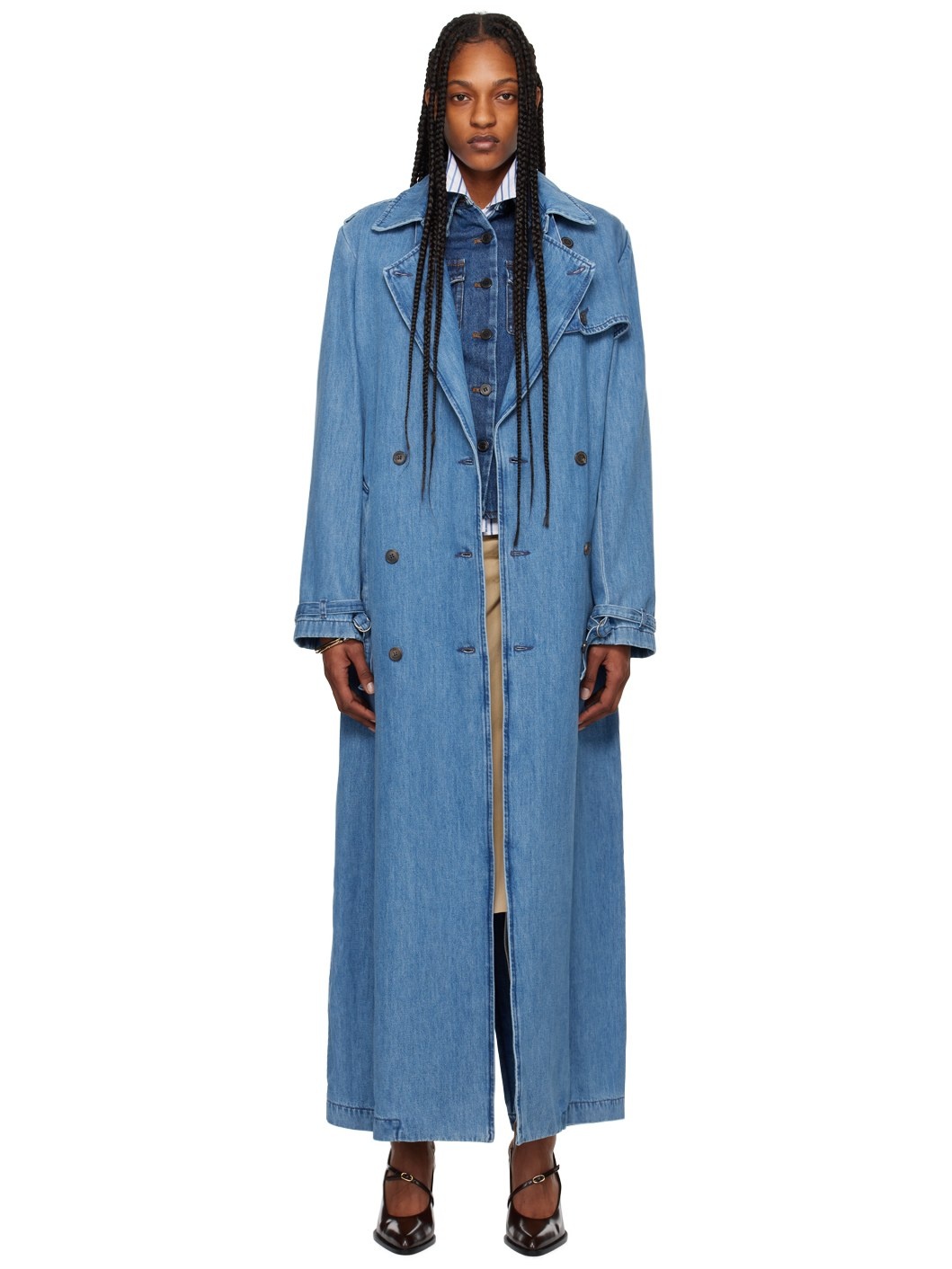 Blue Belted Denim Coat - 1
