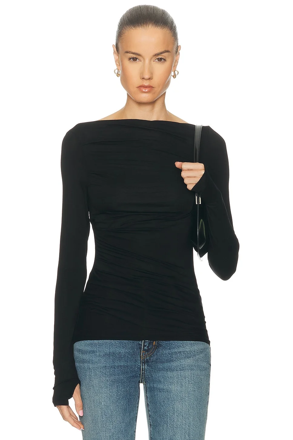 Fluid Jersey Sleeveless Draped Boatneck Top - 1