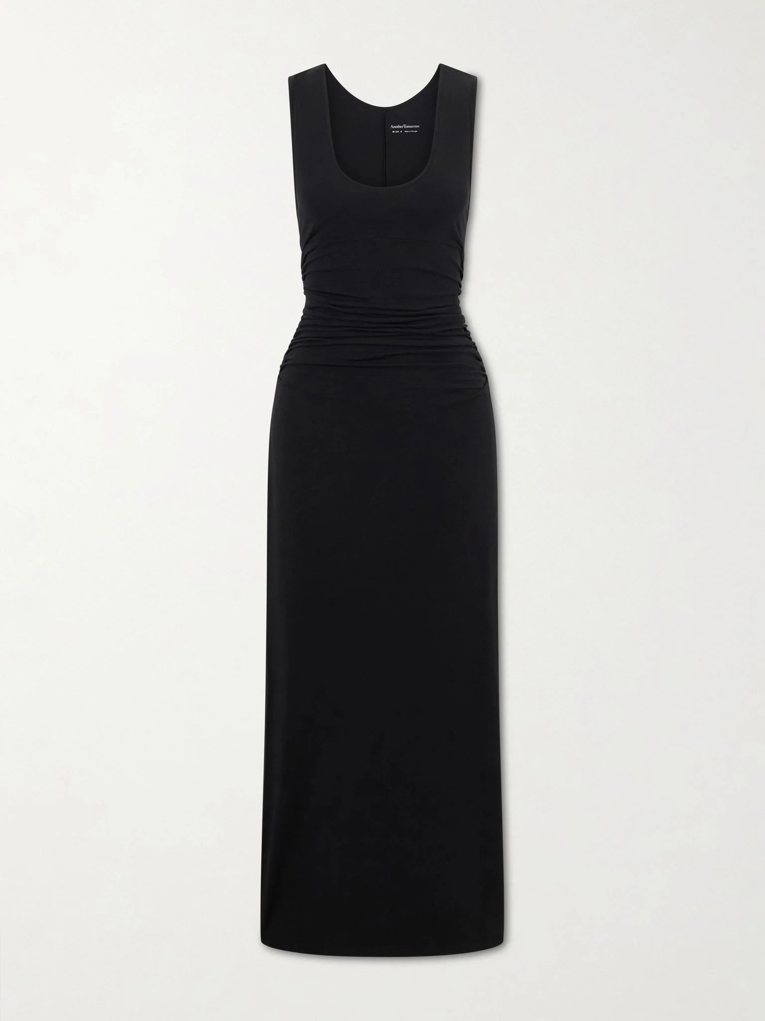 Another Tomorrow Ruched stretch-jersey maxi dress Black - A125CT086 ...