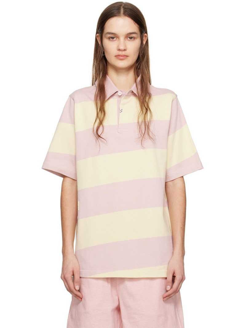 Yellow & Pink Striped Polo - 1