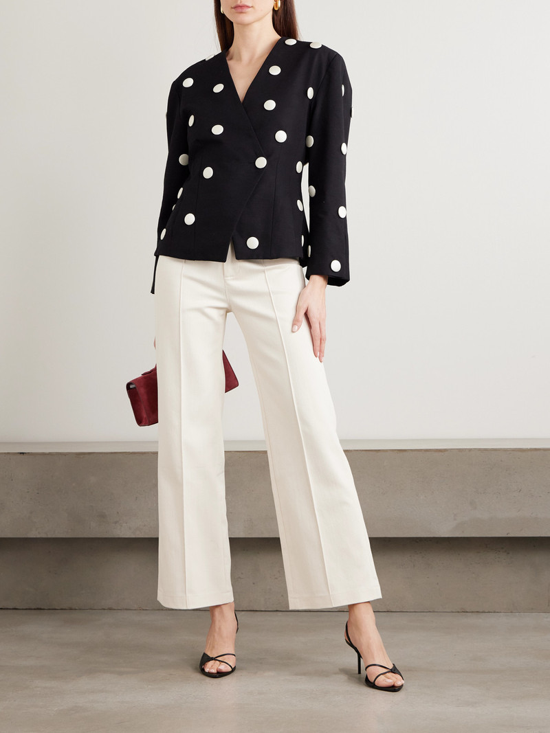 DESTREE Aloise Embellished Polka-dot Cotton-faille Blazer outlook