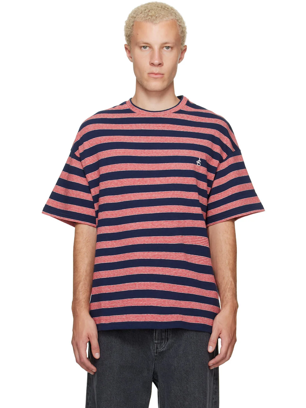 Navy & Red Striped T-shirt - 1