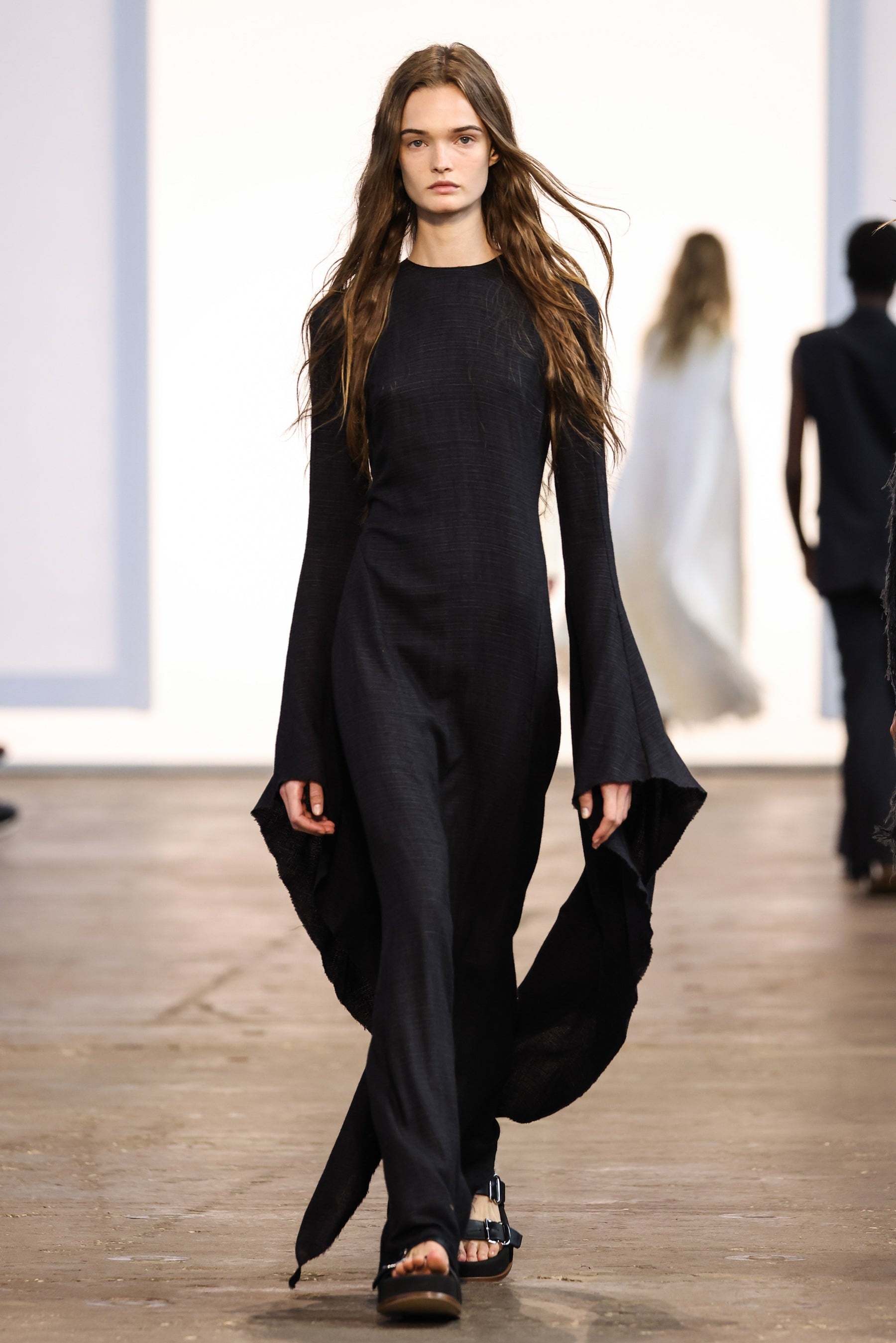 Sigrud Draped Dress in Silk Wool Gauze - 2