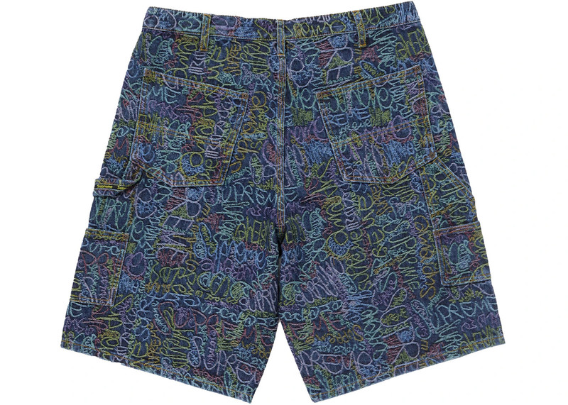 Supreme Supreme Handwriting Double Knee Denim Short Indigo outlook