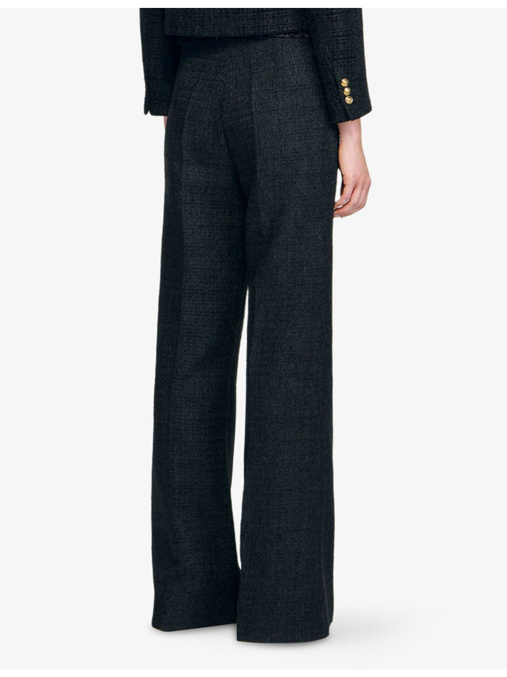 Wide-Leg High-Rise Tweed Trousers - 3