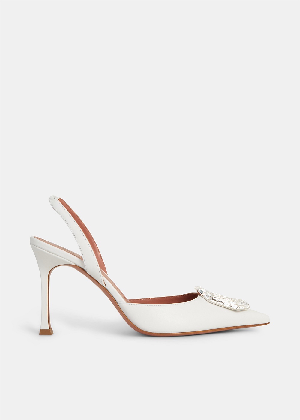 White Camelia Sling Nappa Heels - 1