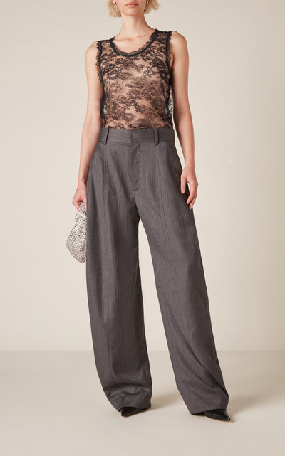 Bottega Veneta Wool Chevron Wide-Leg Pants grey outlook