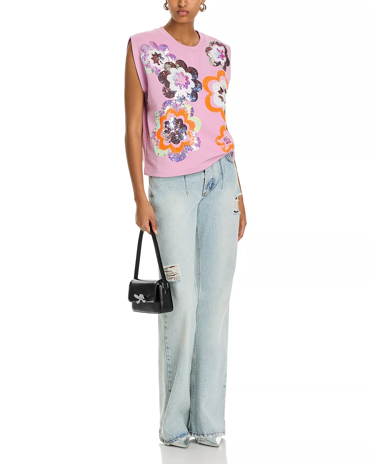 Floral Sequined Sweatshirt - 2