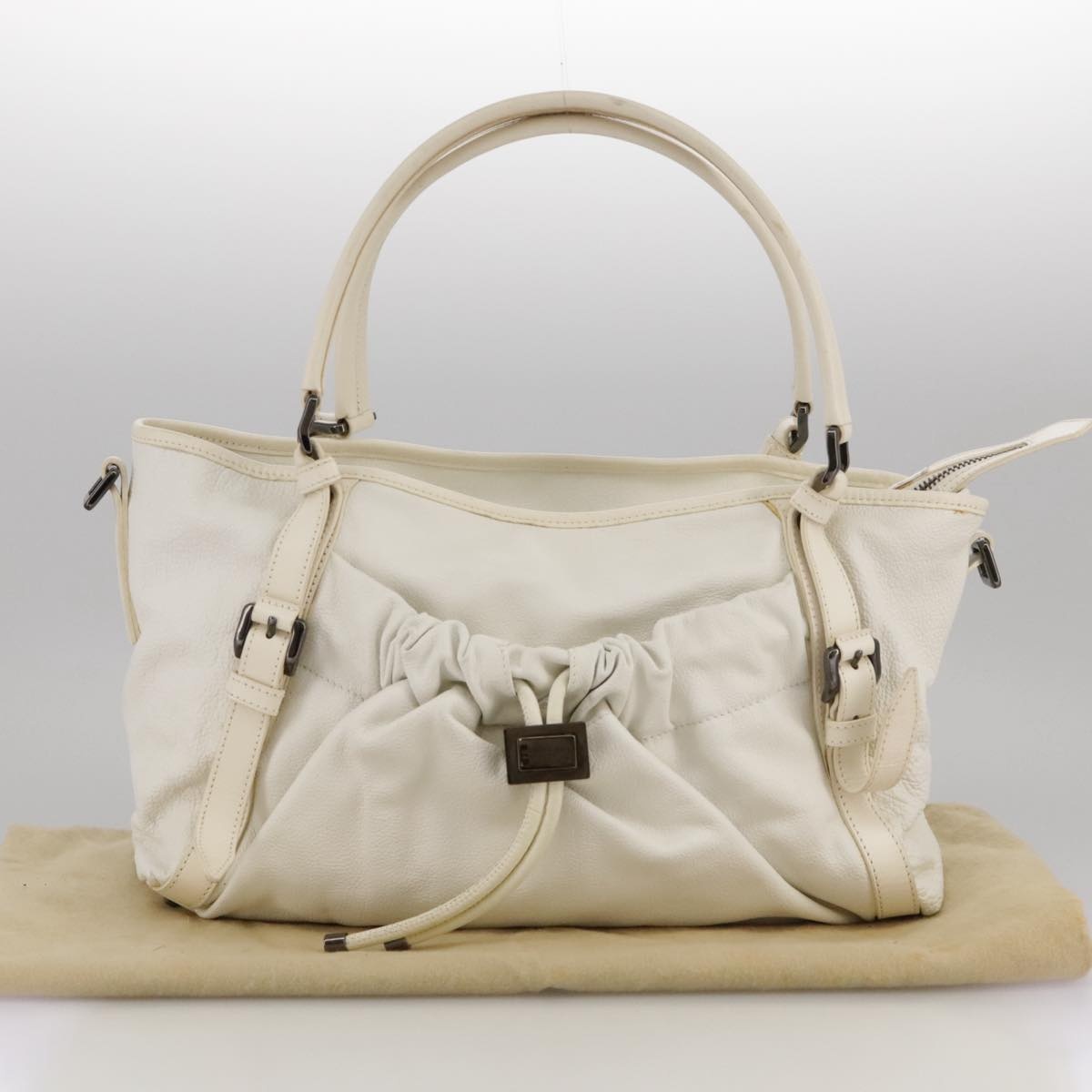 Burberry Tote Bag Leather White - 12