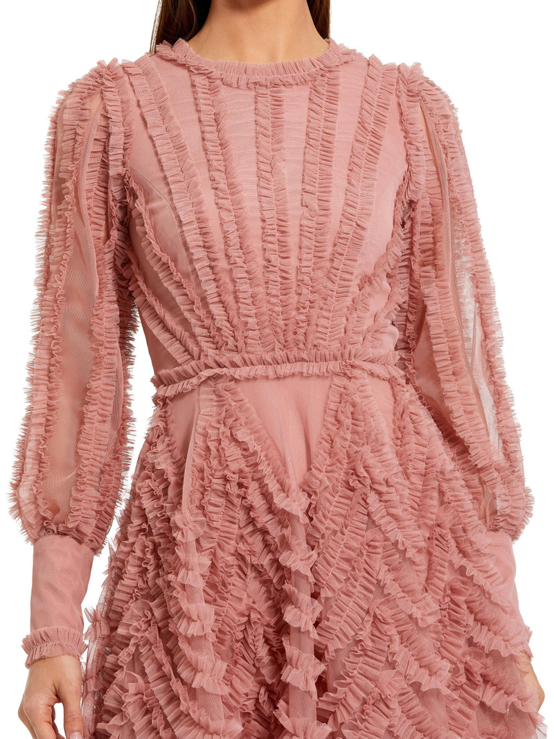 Women's Micro Ruffled Mesh Minidress - Rose 3