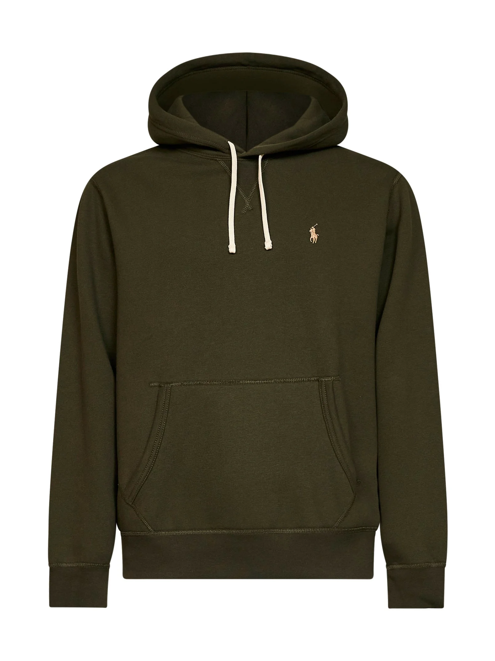 Olive green cotton blend hoodie - 1