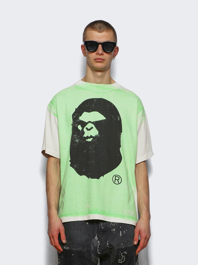 SAINT M×××××× X Bape Handprint Tee White And Green outlook
