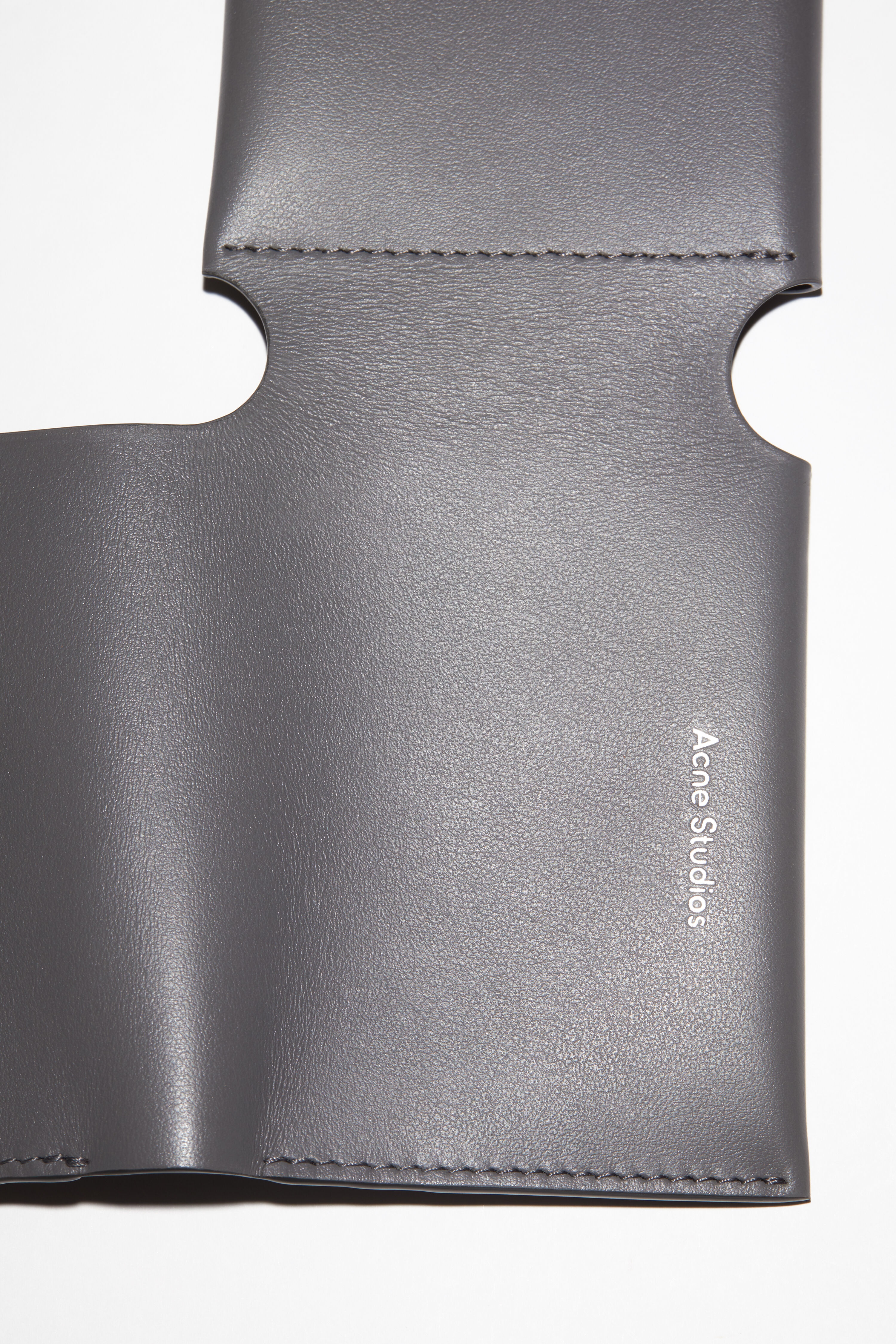 Leather trifold wallet - Dark grey - 5